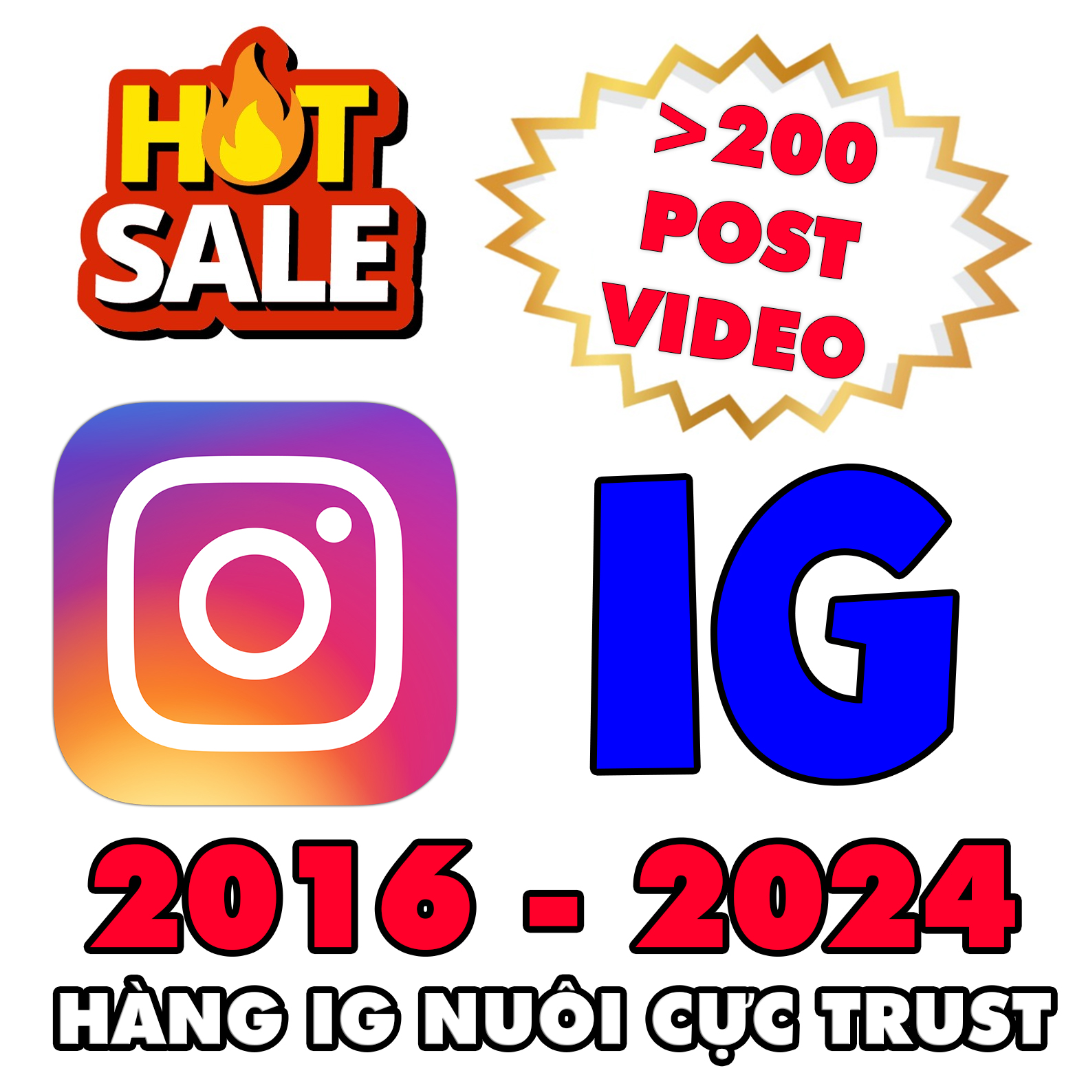 Instagram Nuôi US, Ngoại Random 2016 - 2024 có sẵn 200 - 1000 Post và Video, 2FA cực trust, cực trâu