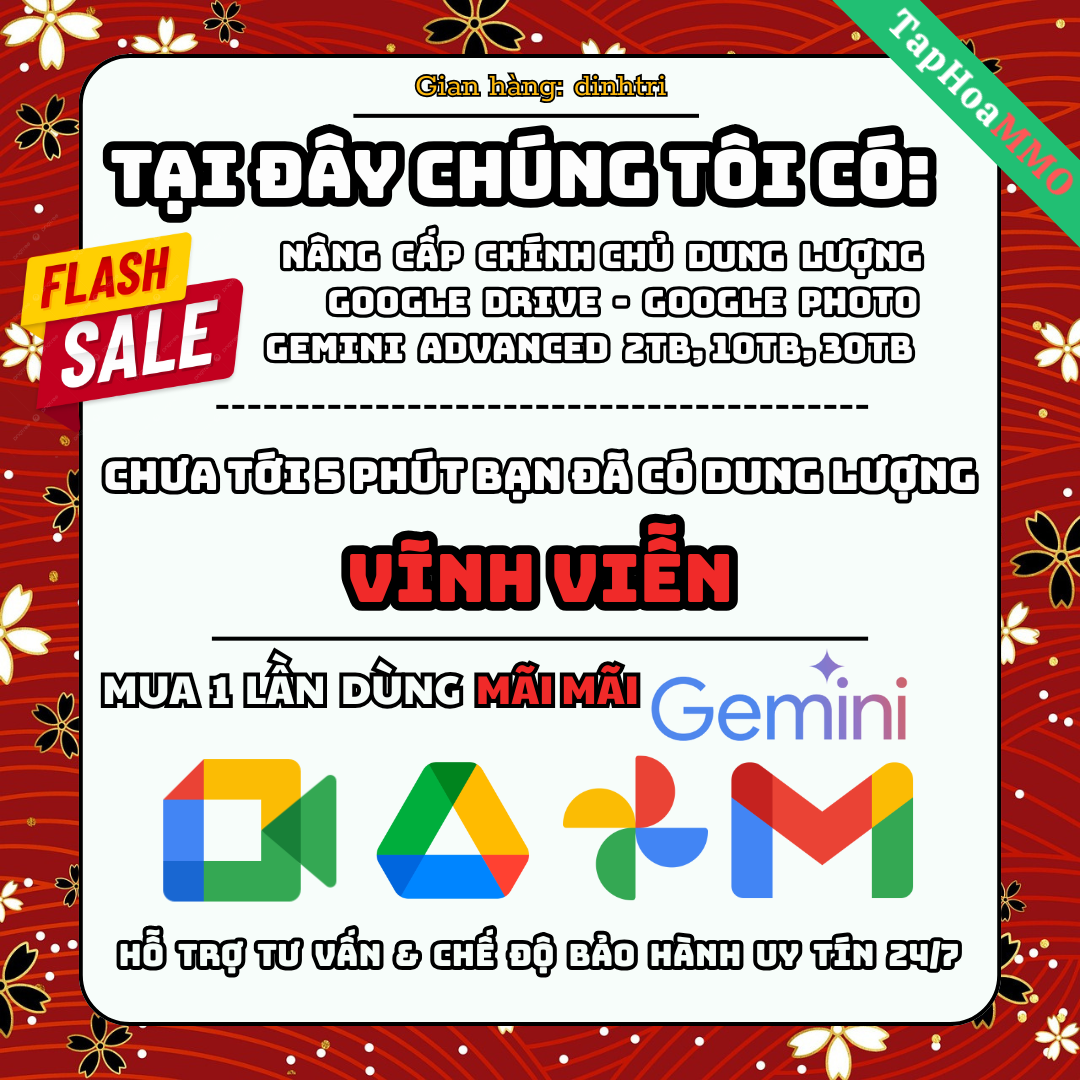 NÂNG CẤP DUNG LƯỢNG GOOGLE DRIVE - GOOGLE ONE VĨNH VIỄN ⭐⭐⭐⭐⭐